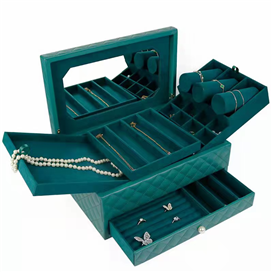Big Capacity Jewelry Box with moveable Trays & Drawer